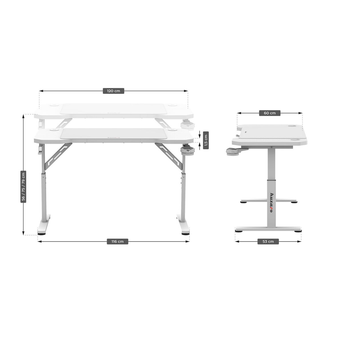 Afbeeldingen van Desk Gaming Huzaro HZ-Hero 2.6 White White