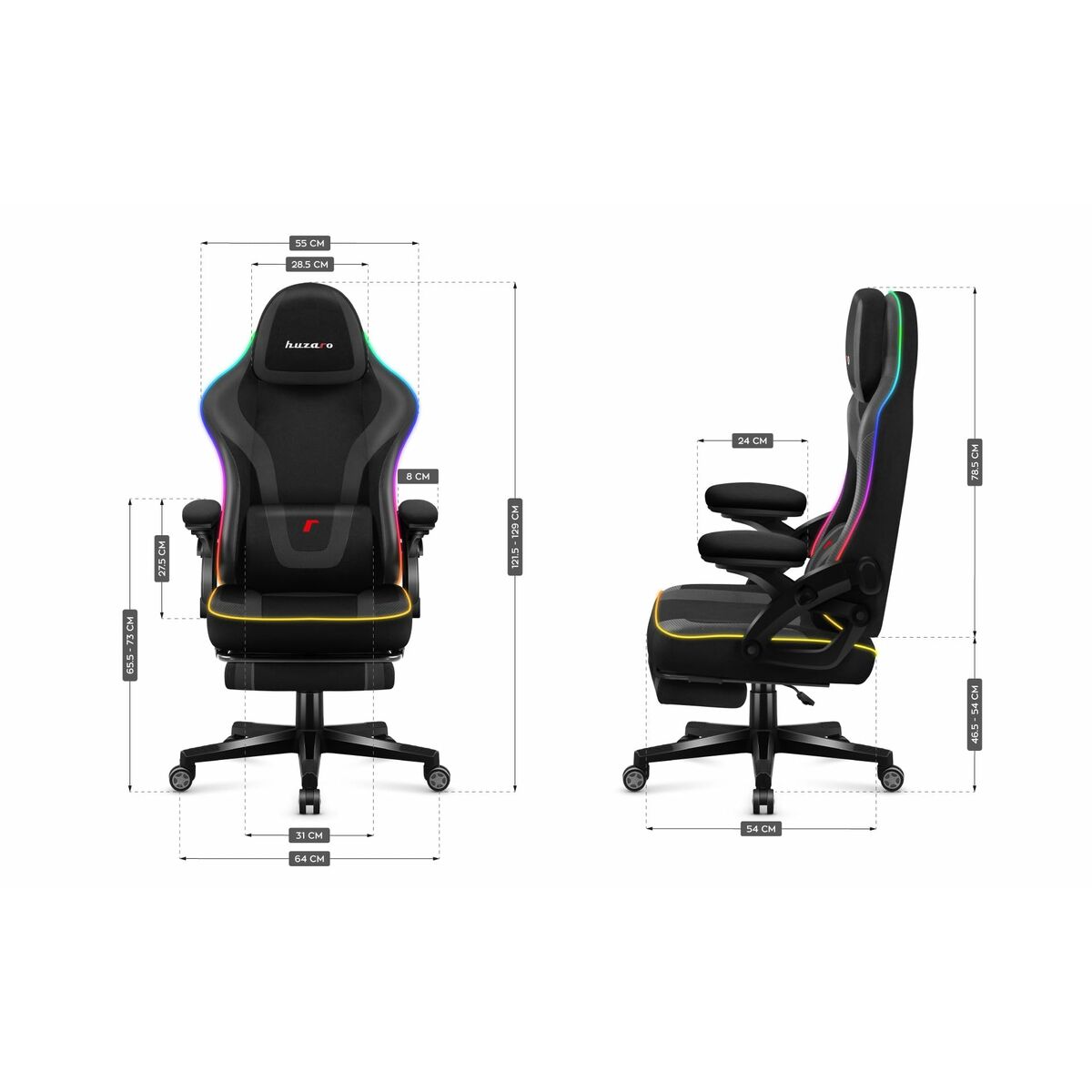 Afbeeldingen van Gaming Chair Huzaro HZ-FORCE 4.6 RGB BLACK MESH
