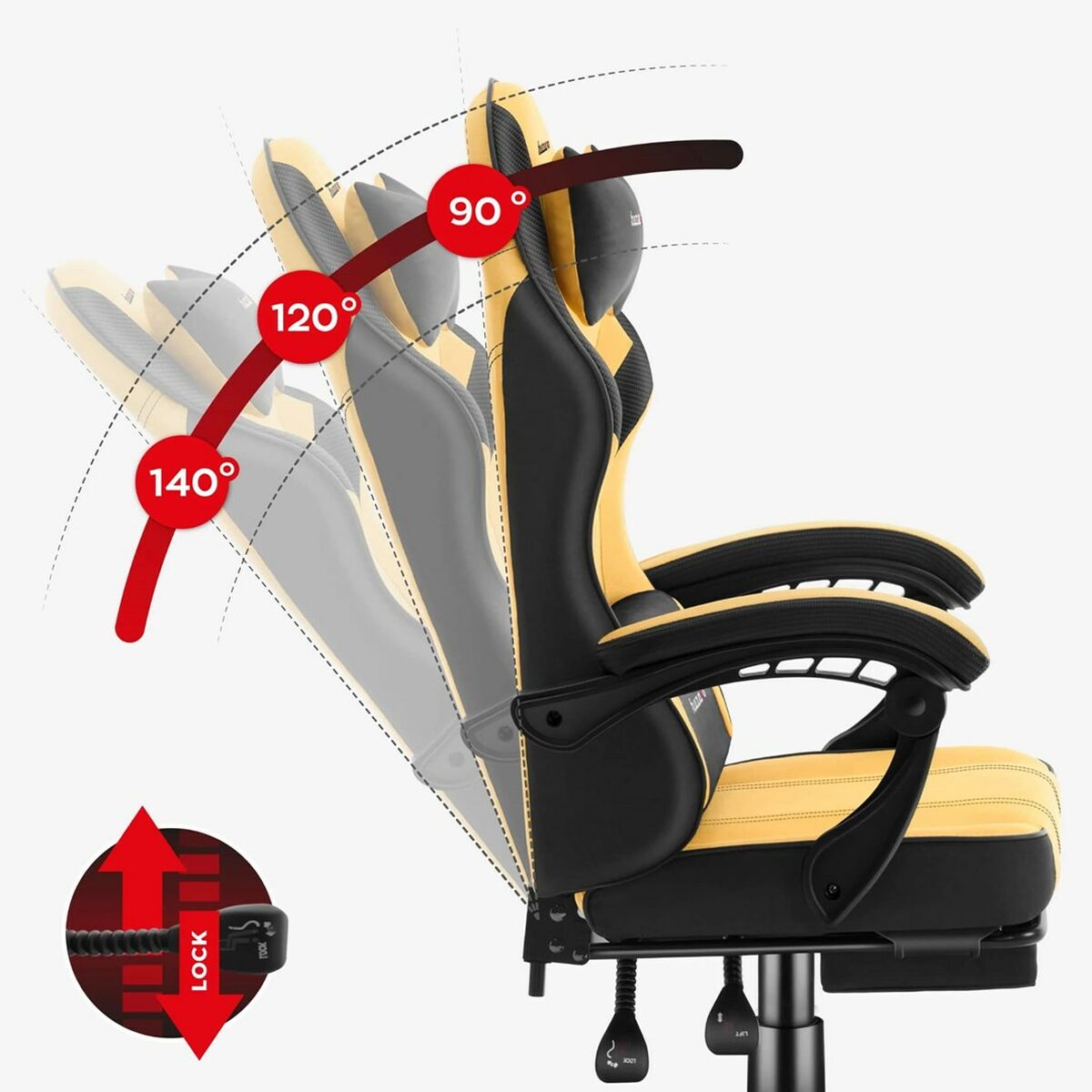 Afbeeldingen van Gaming Chair Huzaro HZ-FORCE 3.7 YELLOW Yellow Black