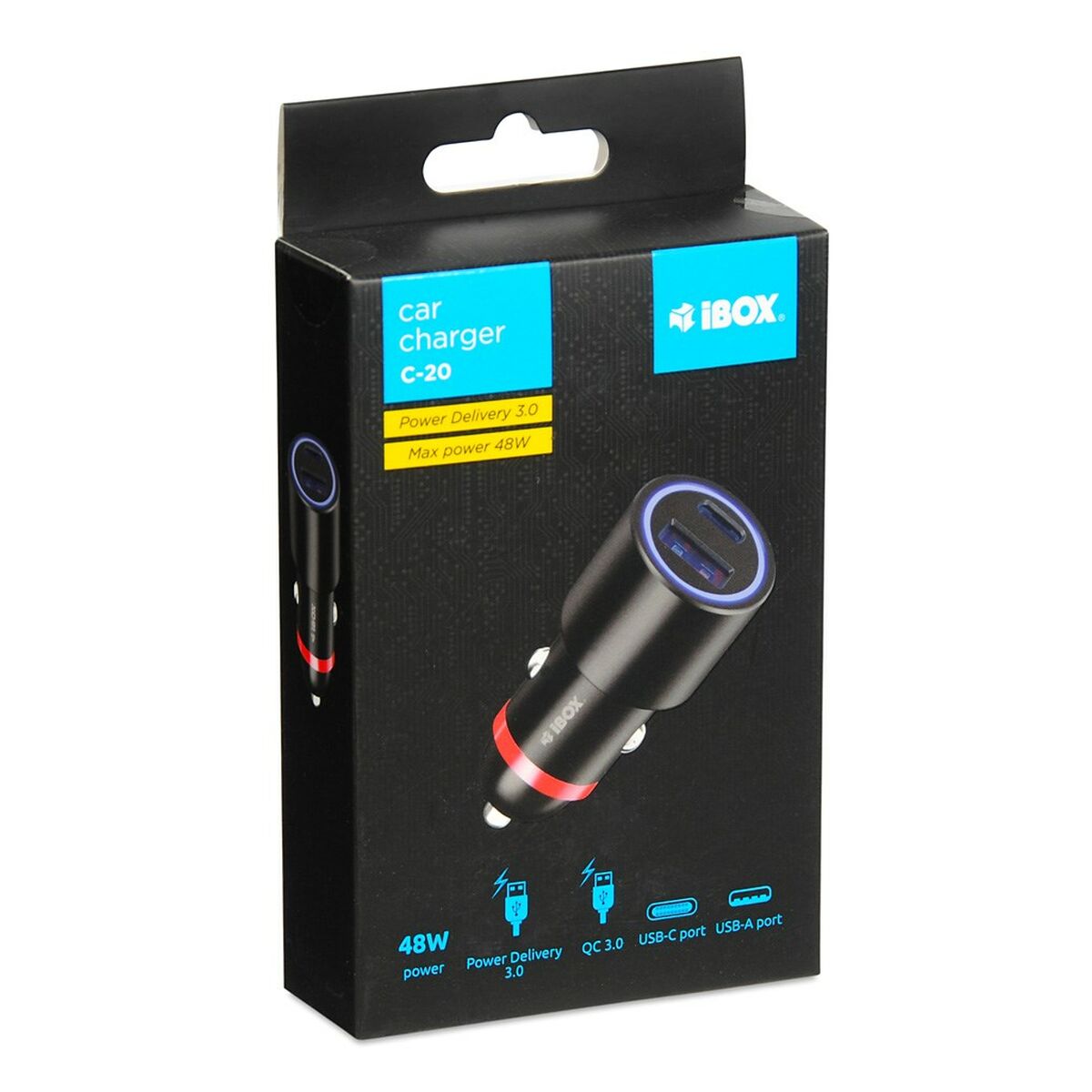Afbeeldingen van Car Charger Ibox ICC20 Black 60 W