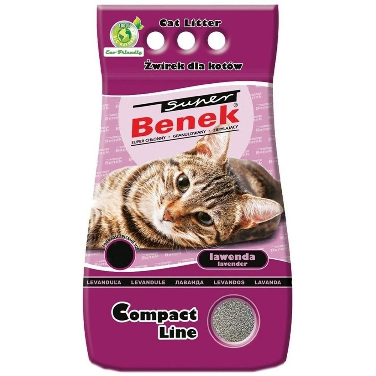Sable pour chats Super Benek Compact Lawenda Gris 25 L