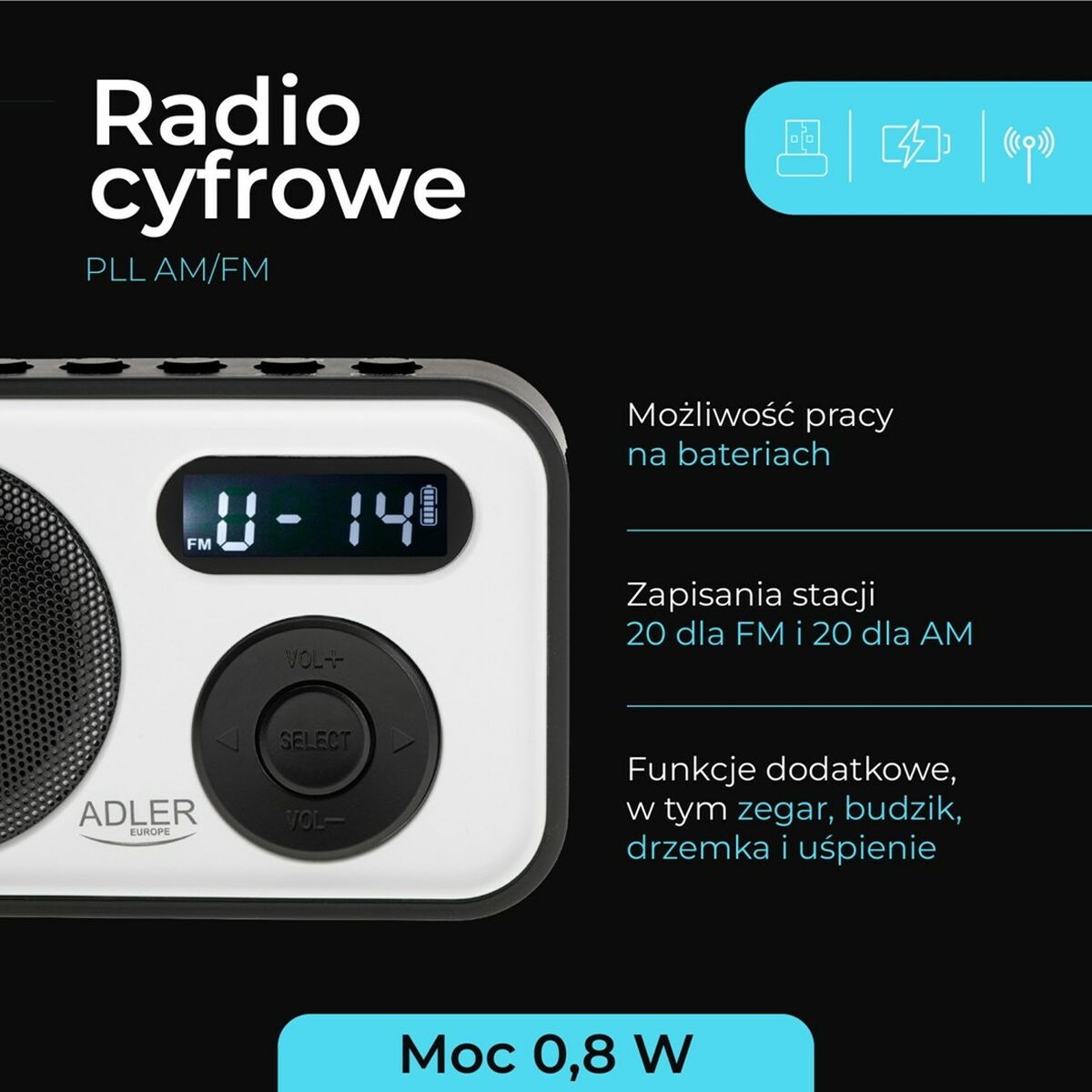 Afbeeldingen van Radio Adler Black