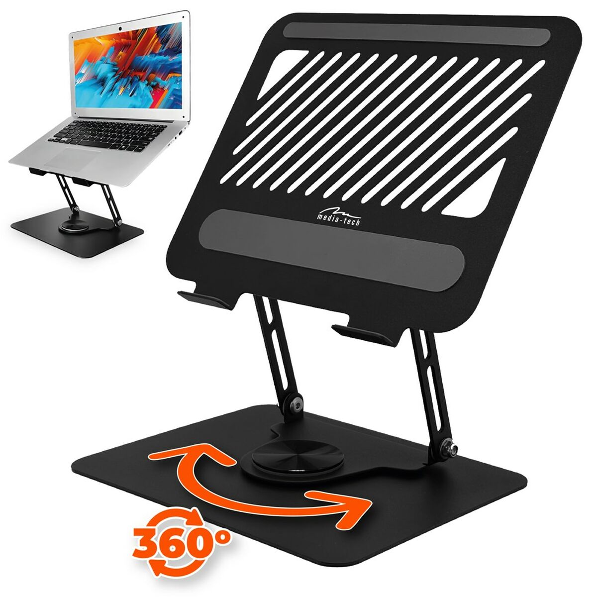 Support pour Ordinateur Portable Media Tech MT2662 Silicone Aluminium Acier au carbone
