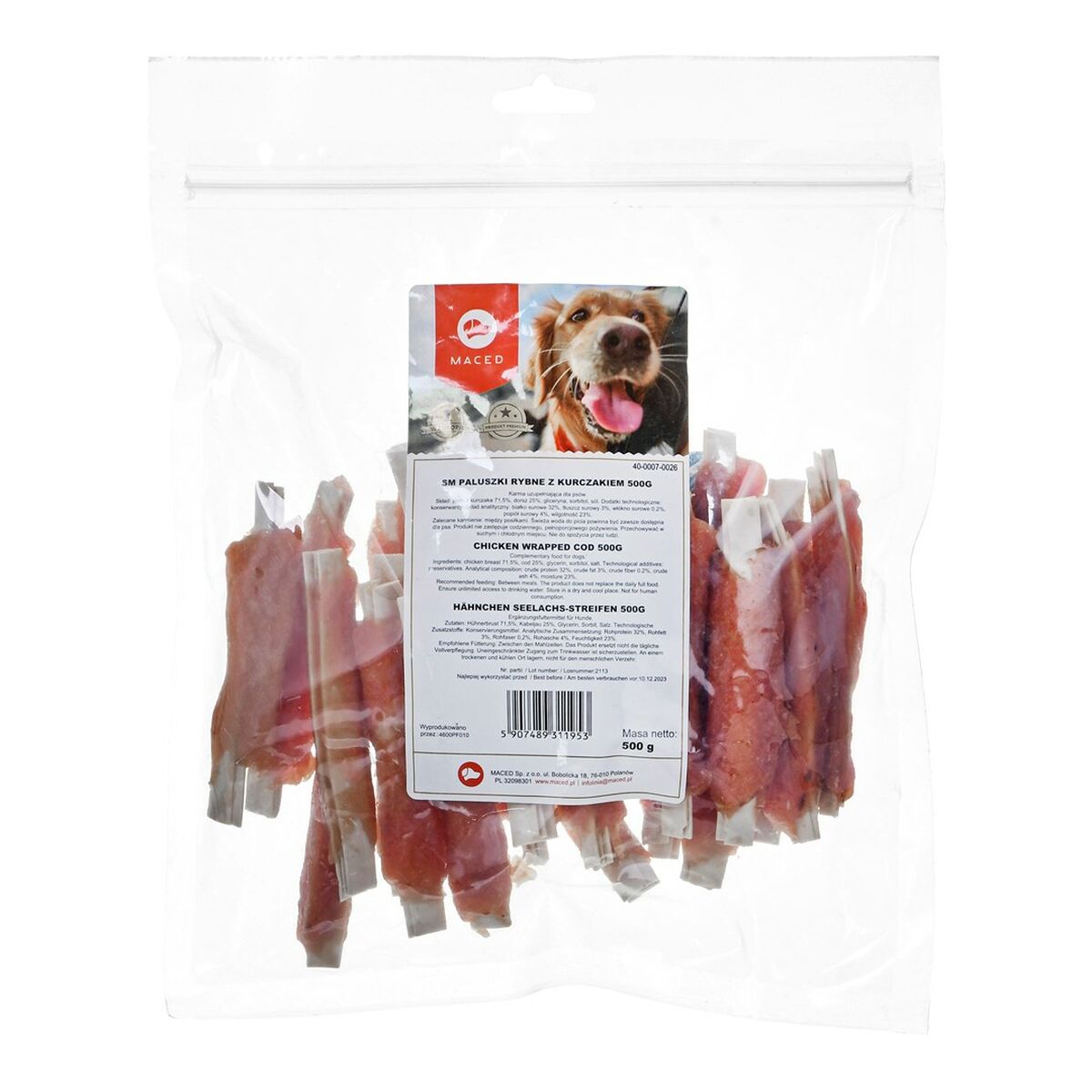 Snack pour chiens Maced Poulet Morue 60 g 500 g