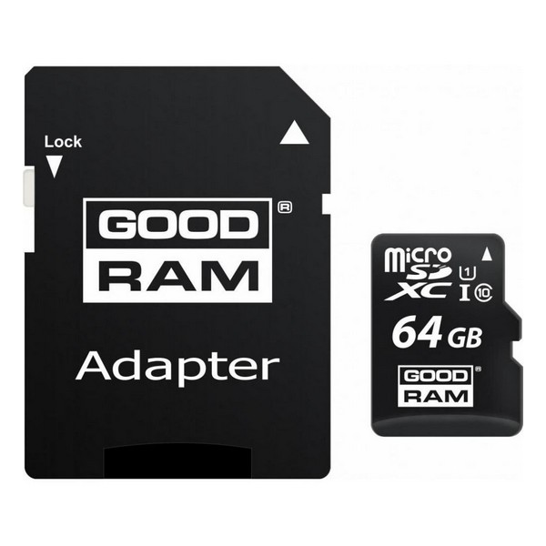 Tarjeta de Memoria Micro SD con Adaptador GoodRam M1AA 64 GB Negro