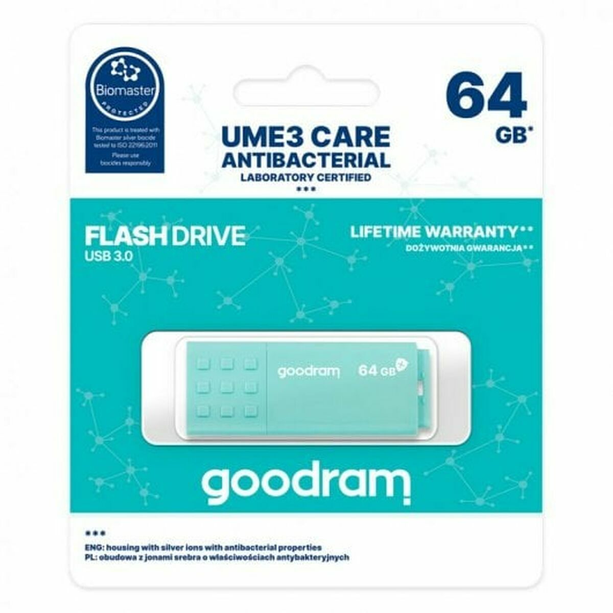 Afbeeldingen van USB stick GoodRam UME3-0640CRR11 Turquoise 64 GB