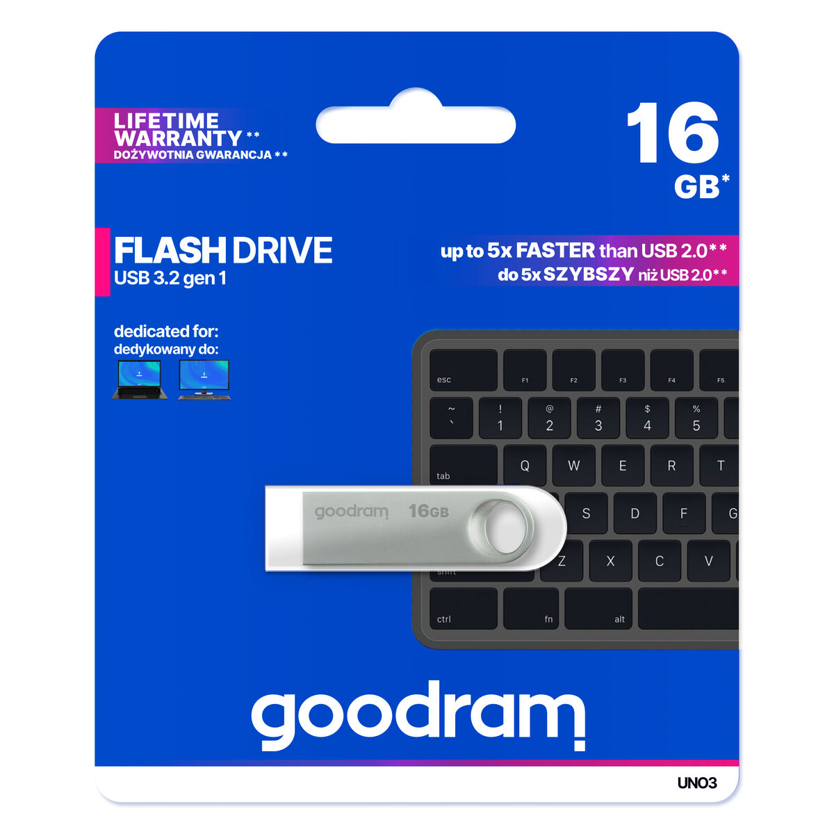 Clé USB GoodRam FLASHDRIVE Argenté 16 GB