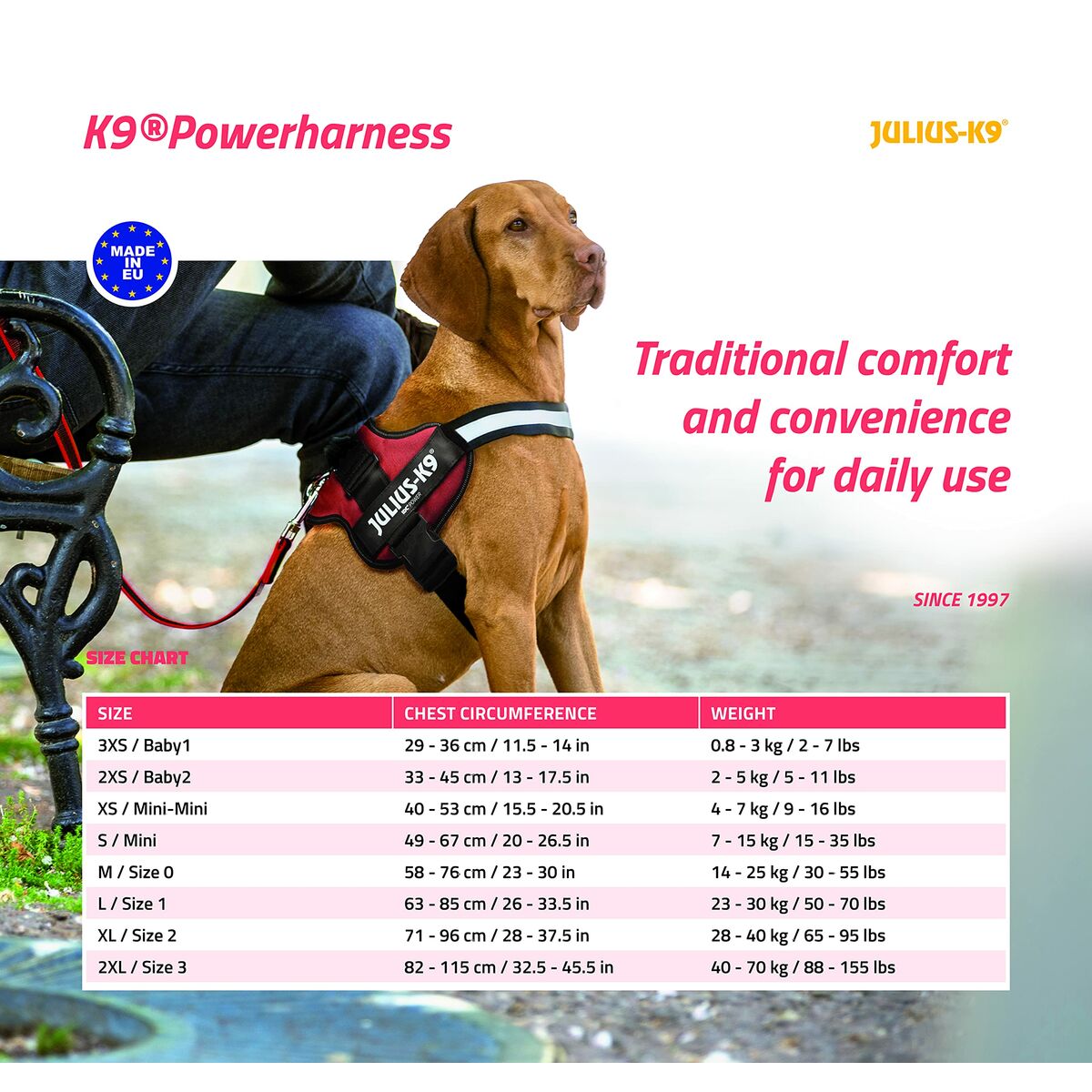 Hondentuigje Julius K9 Power Rood 2 Baby 2 (XS/S)