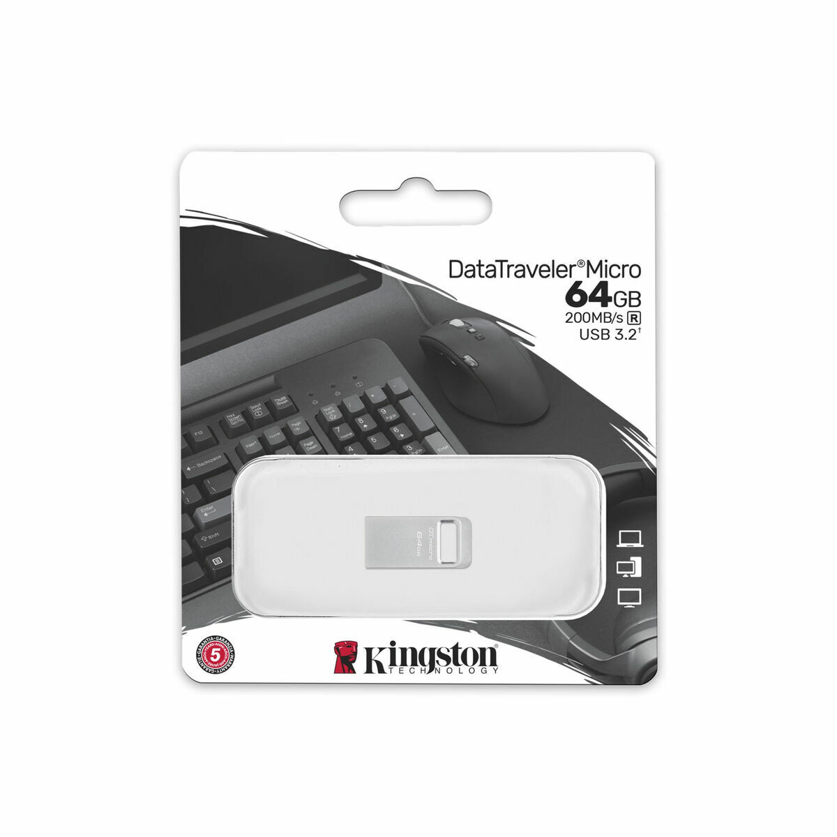 Image de USB stick Kingston Micro Black Silver 64 GB