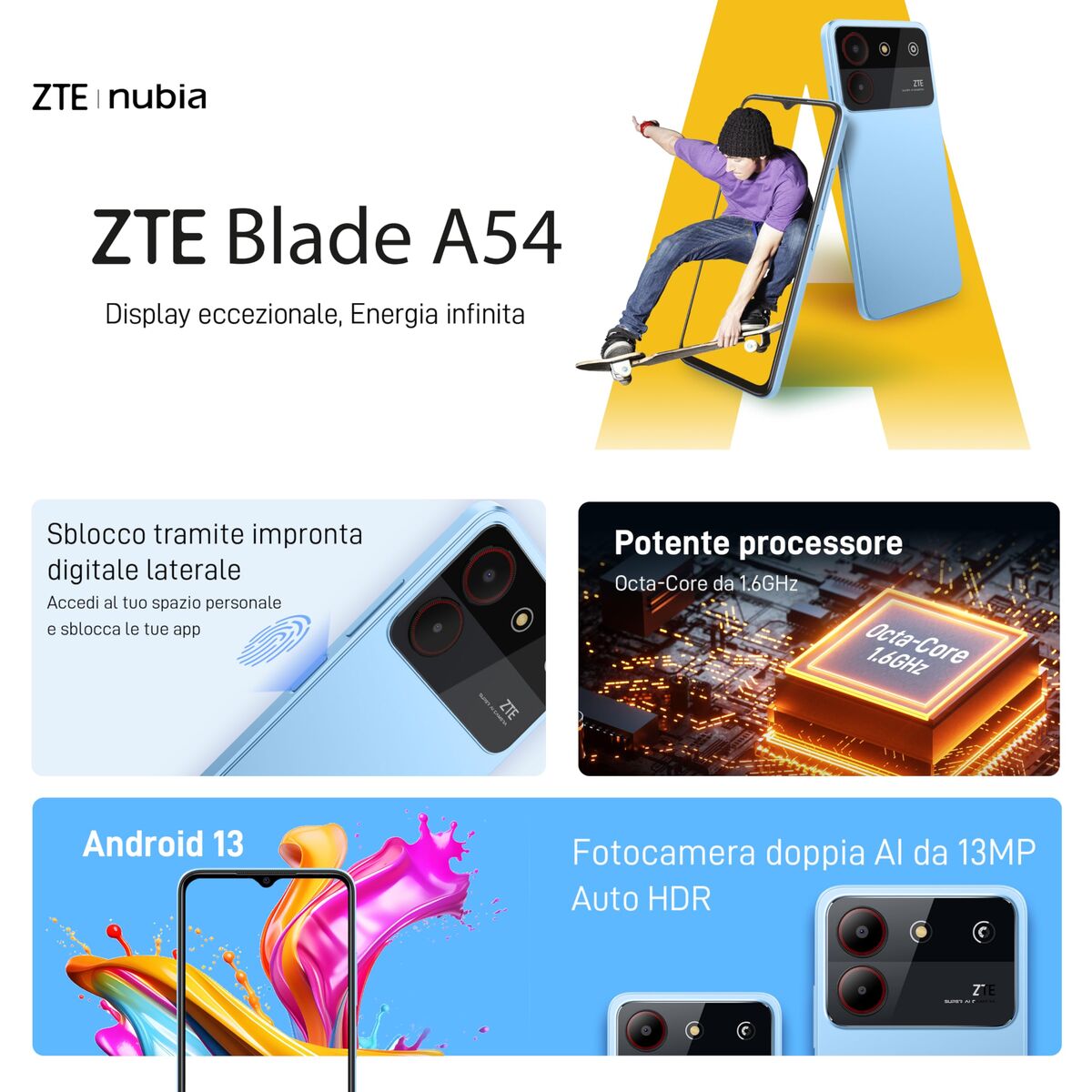 Picture of Smartphone ZTE Blade A54 6,6" Octa Core 4 GB RAM 128 GB Grey