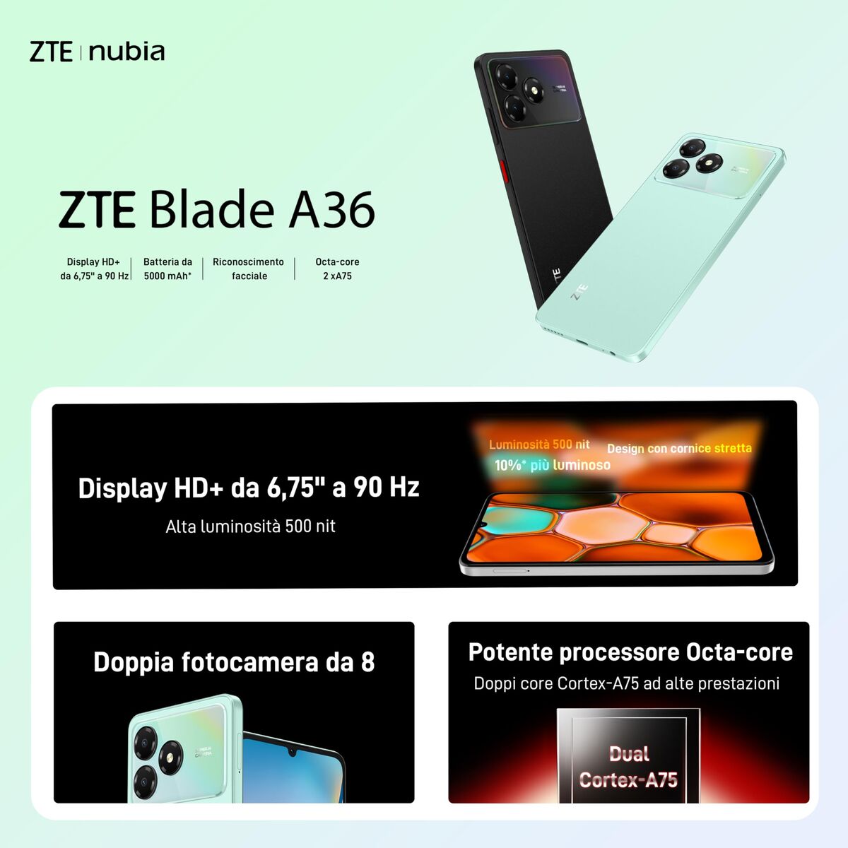 Smartphone ZTE BLADE A36 6,75" 64 GB Black