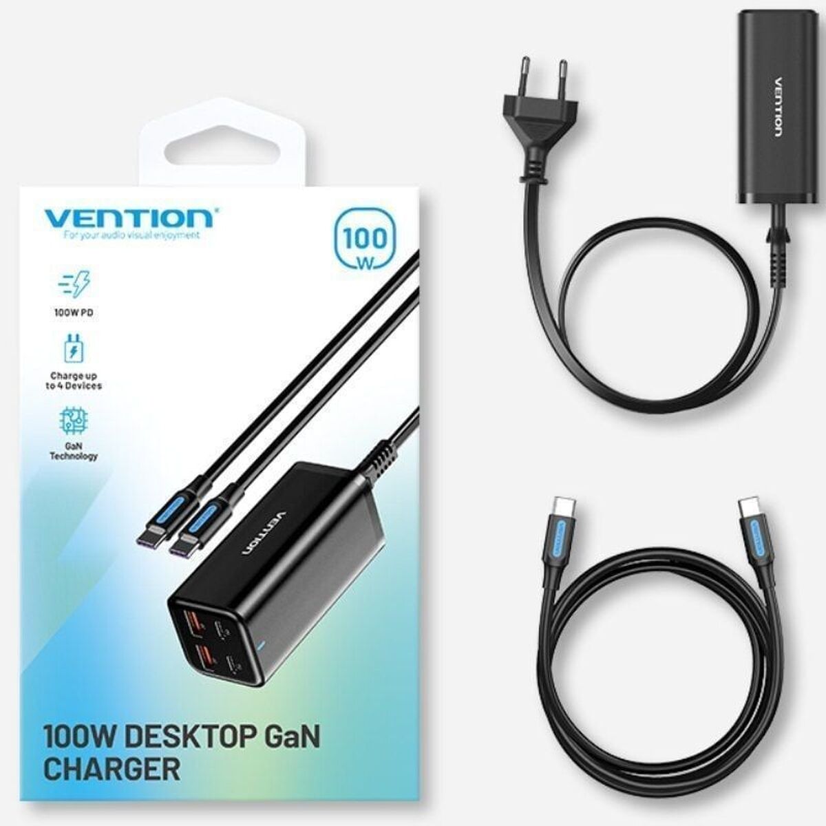 Bild von Wall Charger Vention FBSBG-EU Black 100 W