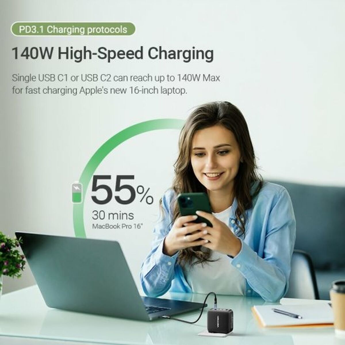 Bild von Wall Charger Vention FEIB0-EU