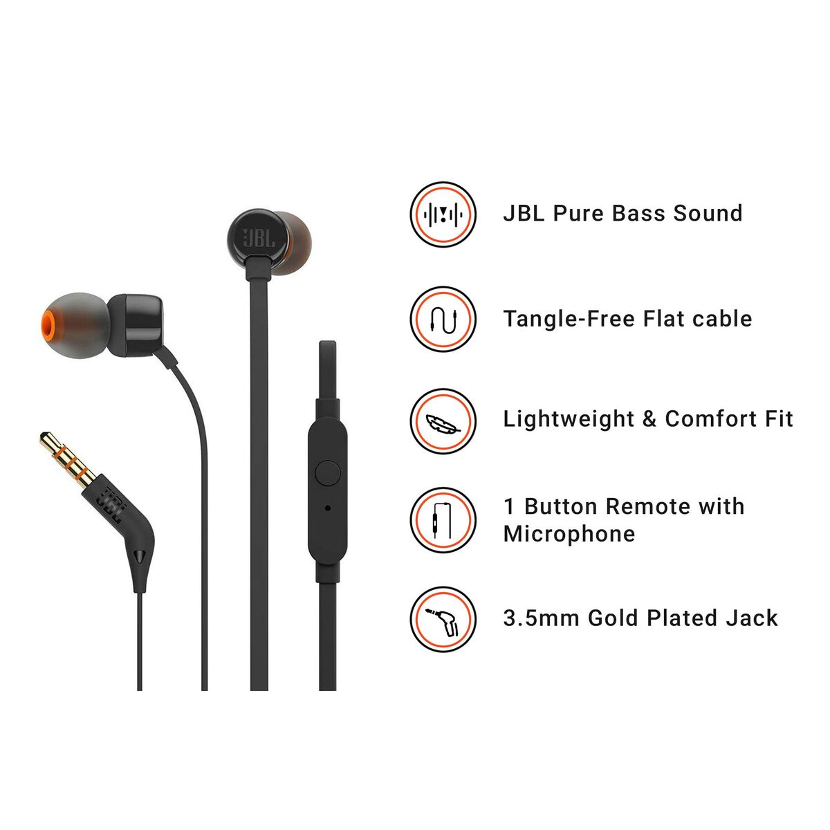 Picture of Headphones JBL JBLT160BLK Black