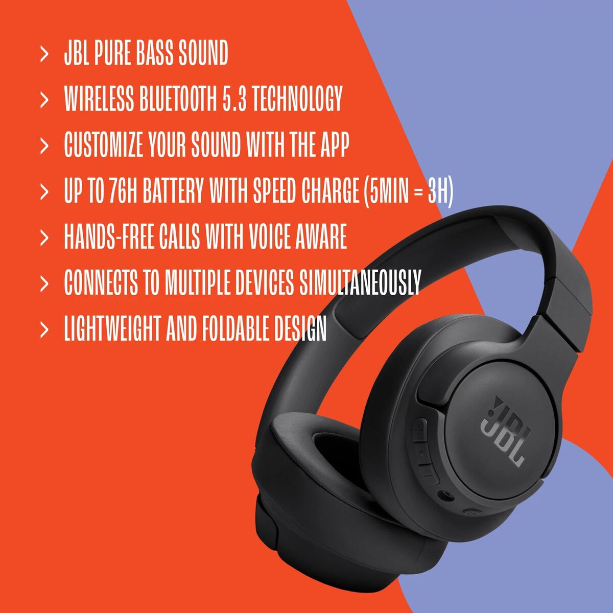 Headphones JBL JBLT720BTPUR Purple