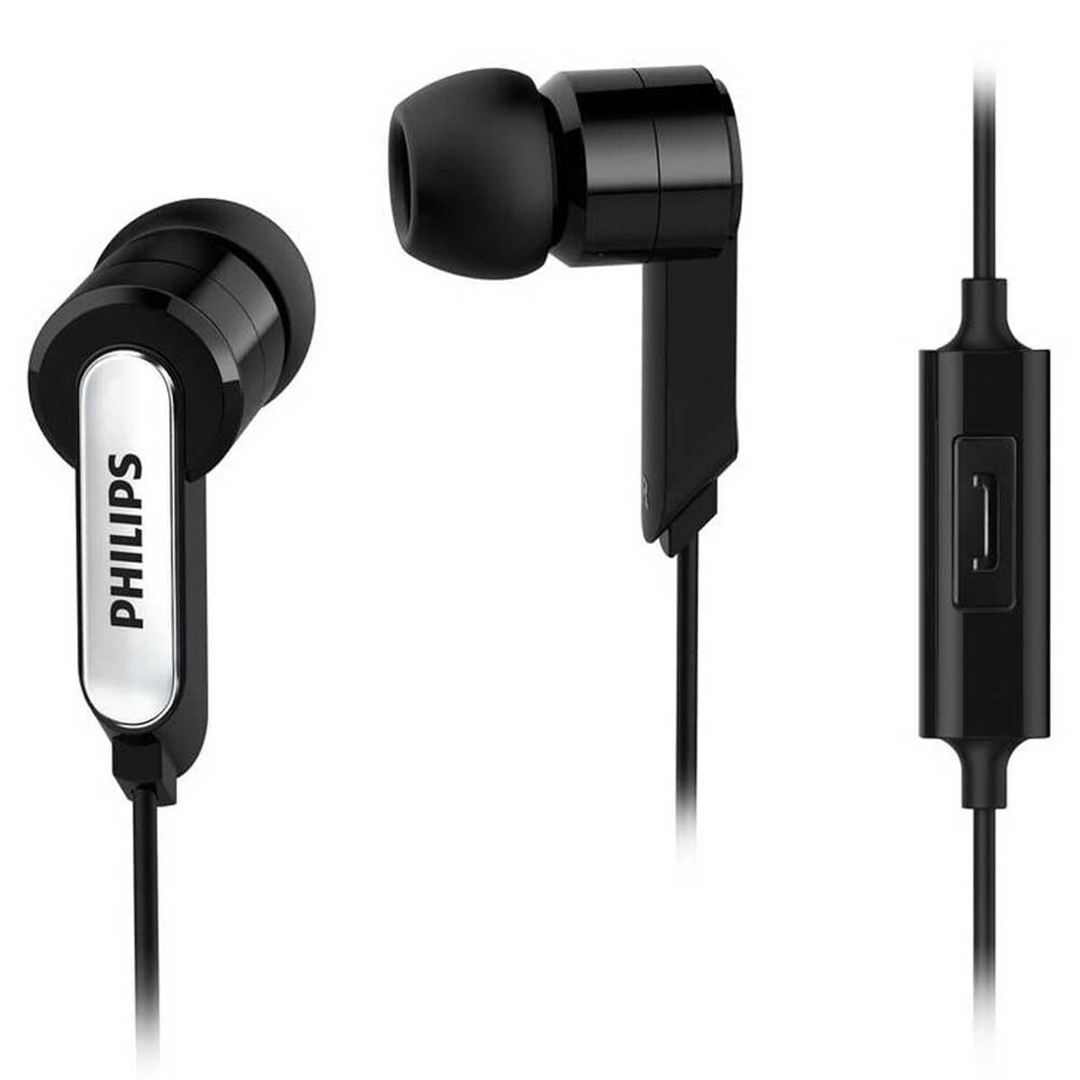 Afbeeldingen van Headphones with Microphone Philips SHE1405BK/10 Black Silicone