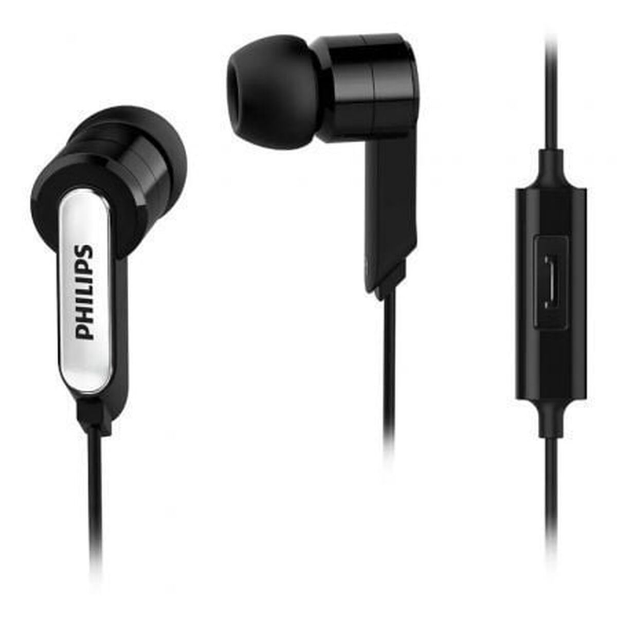 Afbeeldingen van Headphones with Microphone Philips SHE1405BK/10 Black Silicone