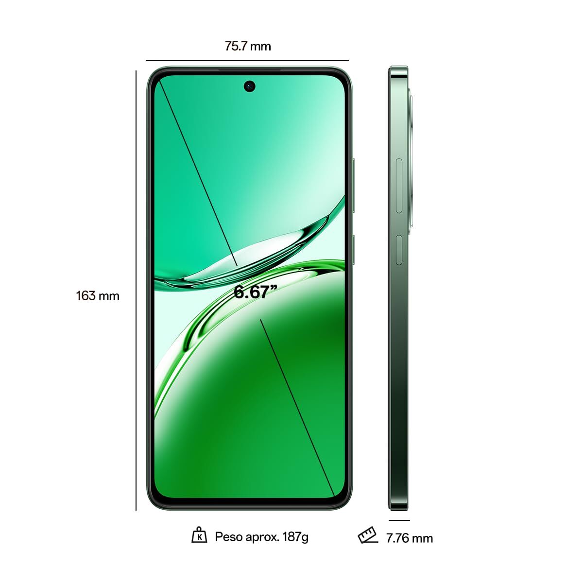 Bild von Smartphone Oppo Reno 12 6,67" 12 GB RAM 512 GB Black Green (Refurbished C)