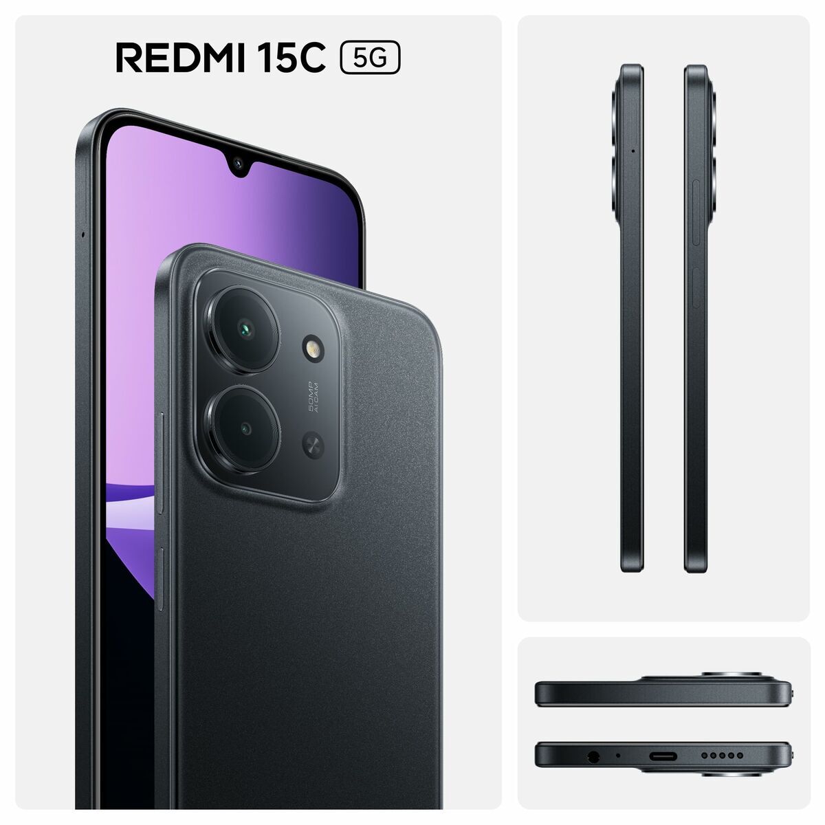 Obrazek Smartphone Xiaomi REDMI 15C 5G 4-256 BK 6,9" Octa Core 4 GB RAM 256 GB Black