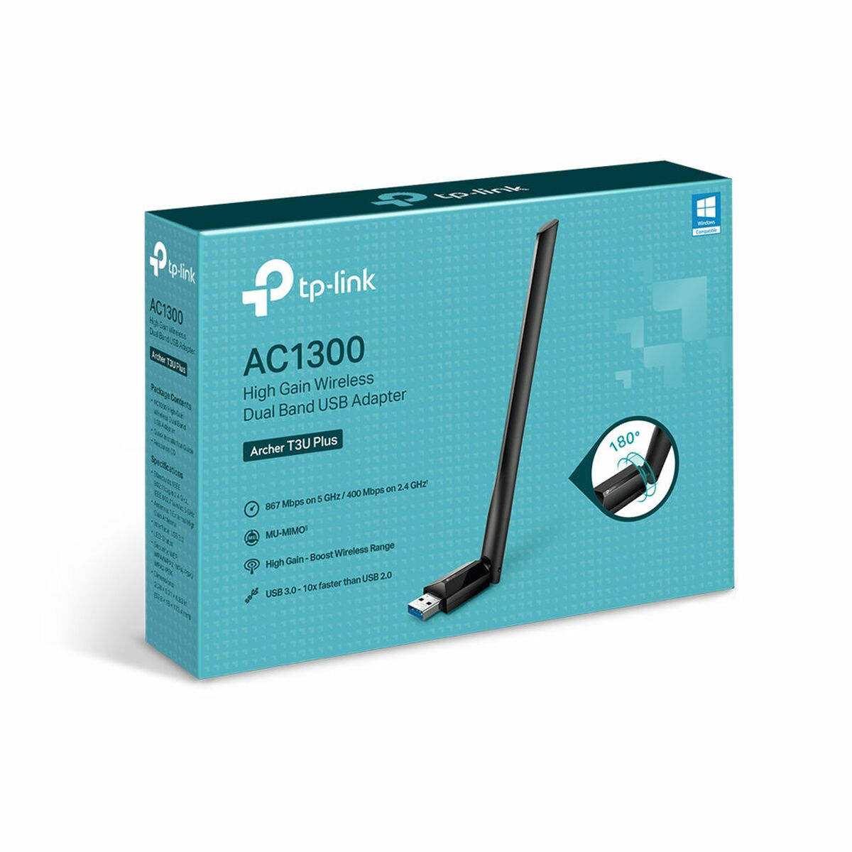 Picture of Wi-Fi USB Adapter TP-Link Archer T3U Plus Gigabit Ethernet 867 Mbit/s Black