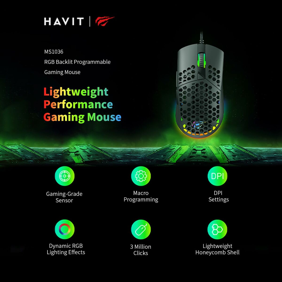 Afbeeldingen van Gaming Mouse Havit MS1036 Black