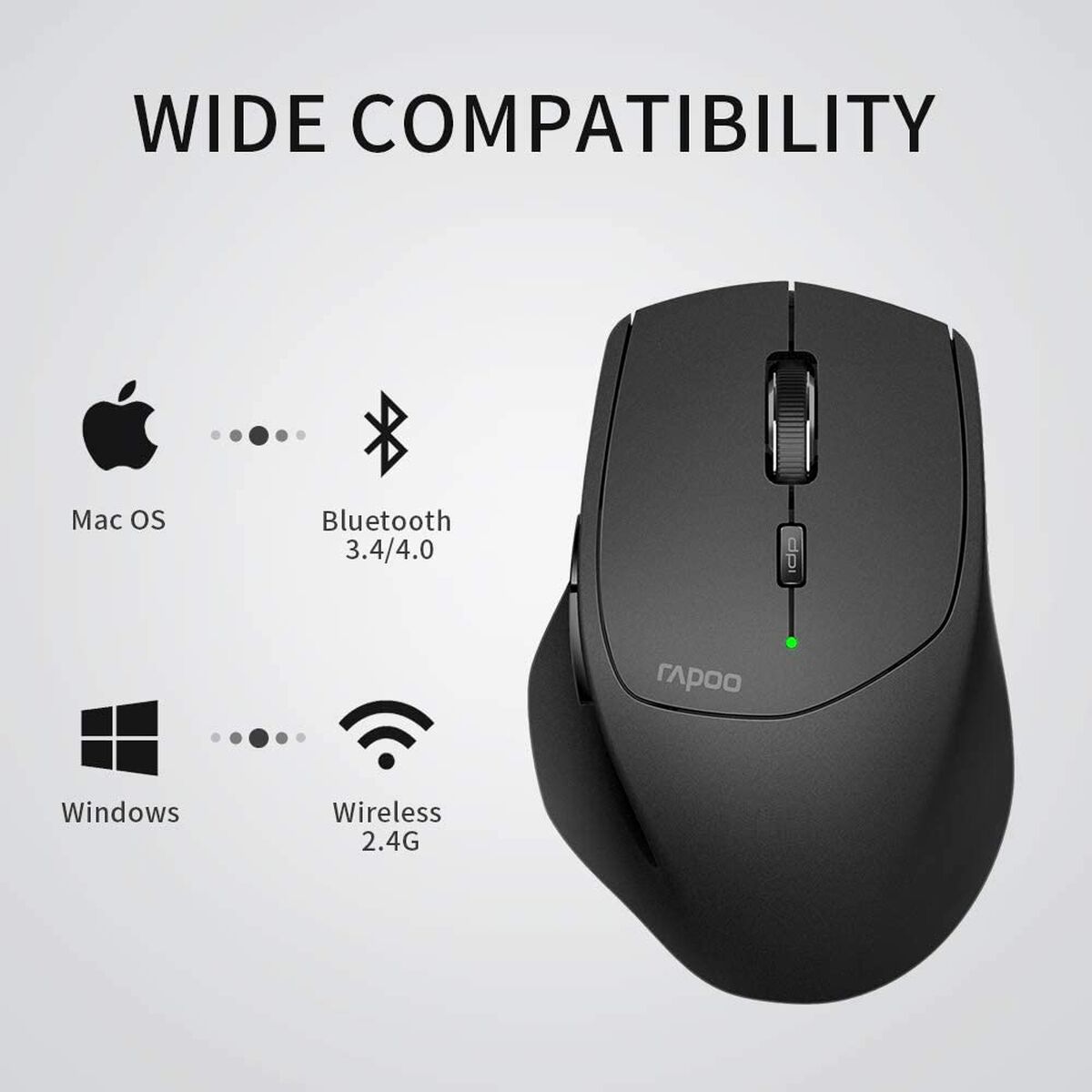 Afbeeldingen van Mouse Rapoo Black Green 1600 dpi