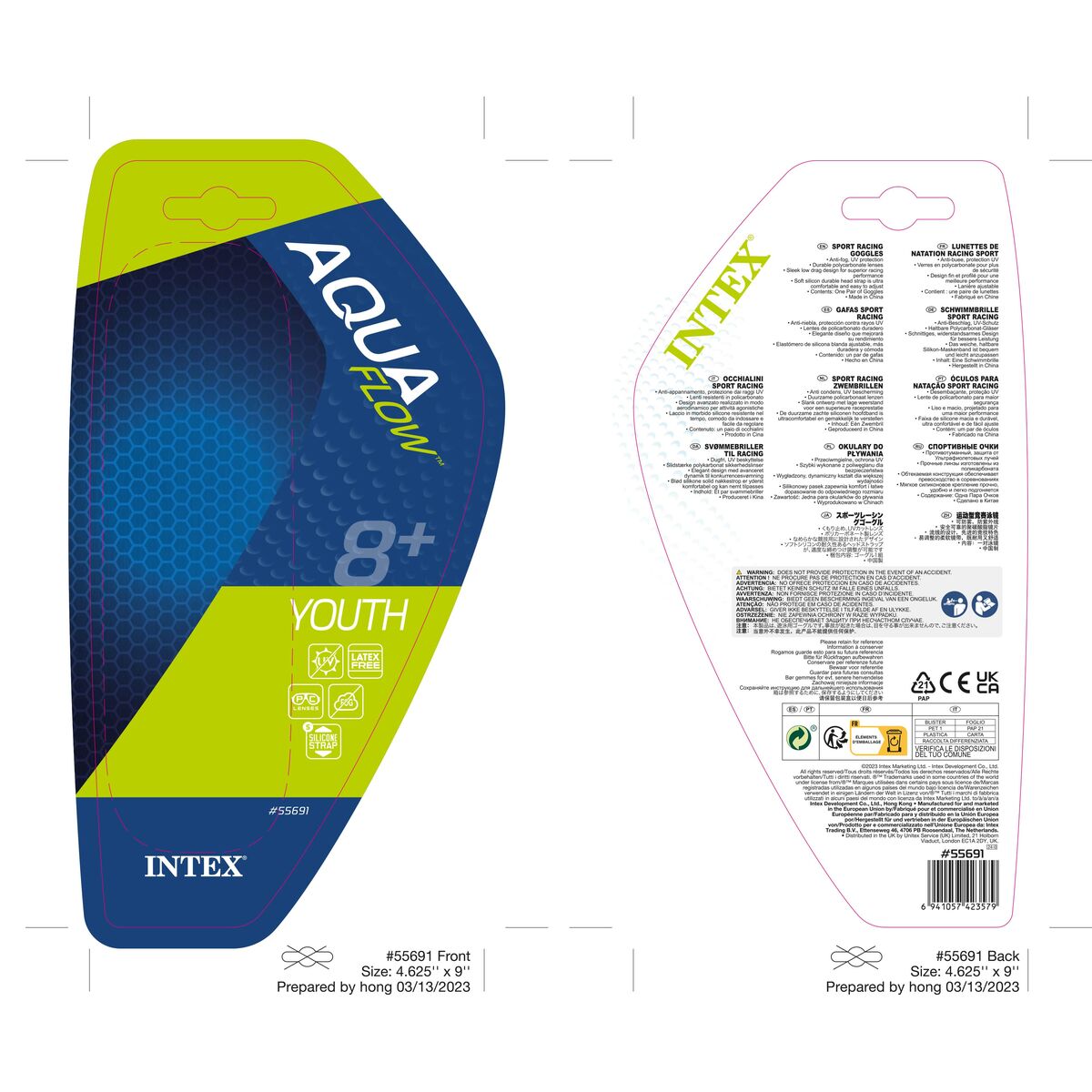 Swimming Goggles Intex + 8 Years Anti-mist system