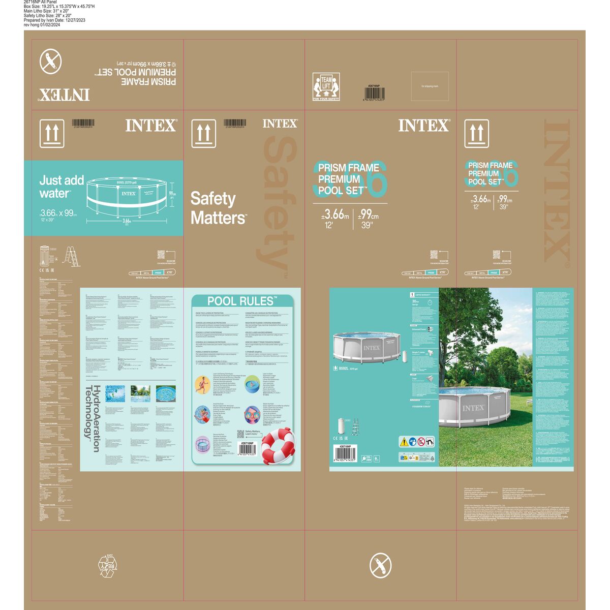 Zwembad Verwijderbaar Intex Prism Frame 366 x 99 x 366 cm 366 x 99 cm 8592 l