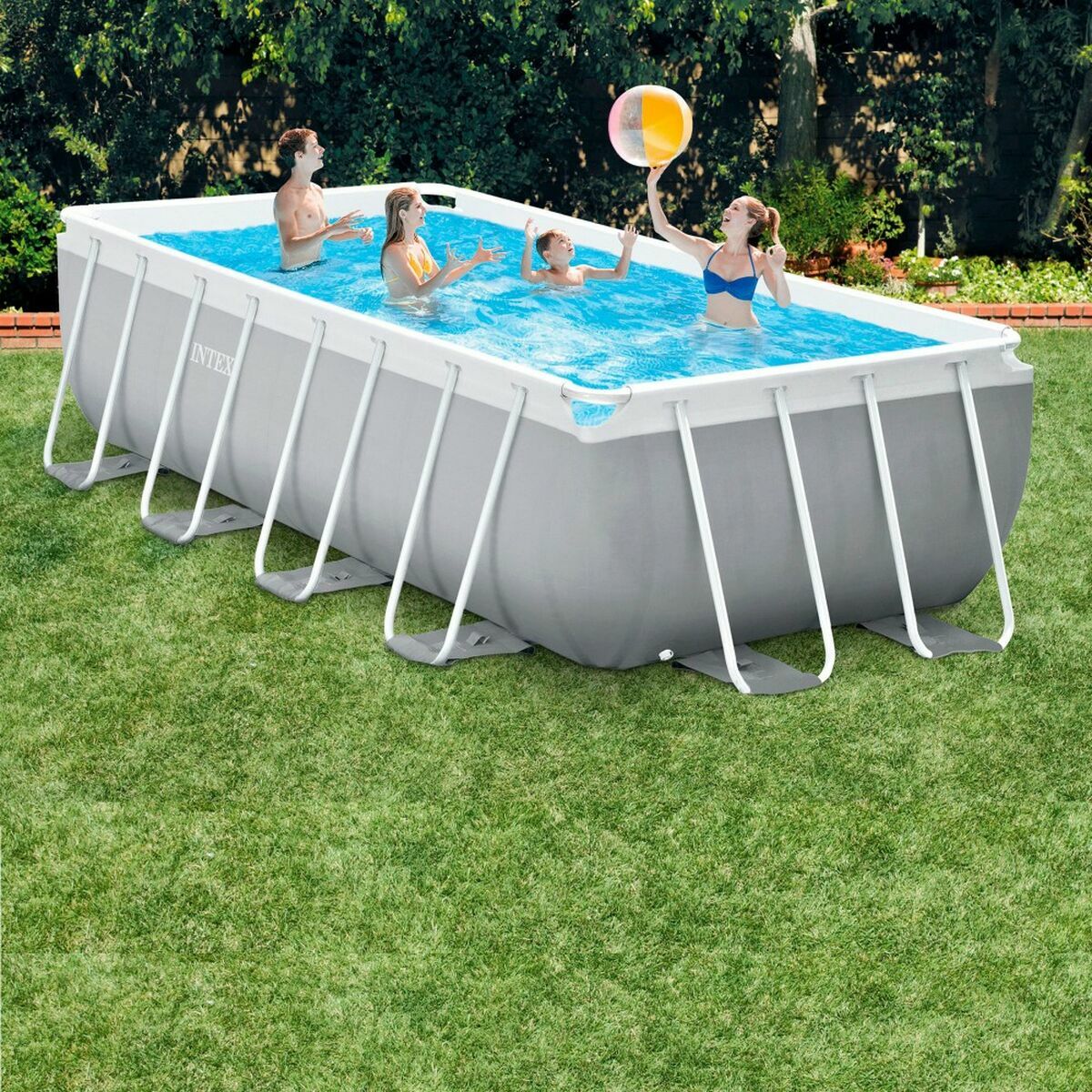 Zwembad Verwijderbaar Intex Prism Frame 488 x 244 x 107 cm 10.874 l Grijs