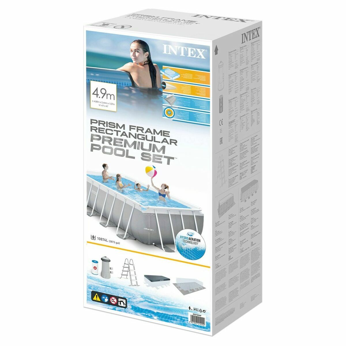 Zwembad Verwijderbaar Intex Prism Frame 488 x 244 x 107 cm 10.874 l Grijs
