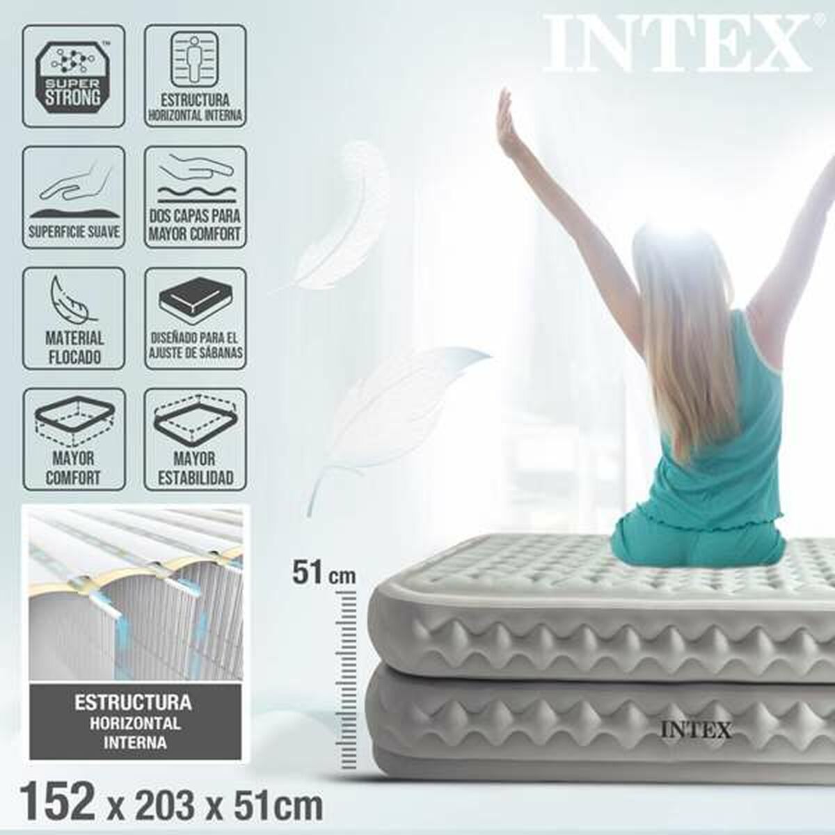 Opblaasmatras Intex 152 x 203 x 51 cm 272 kg