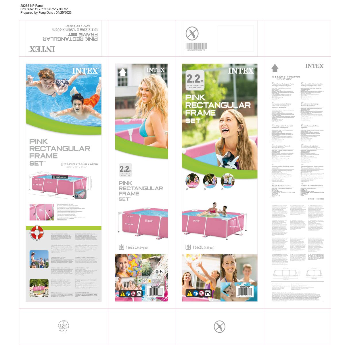 Zwembad Verwijderbaar Intex 220 x 150 x 60 cm Roze 1662 L