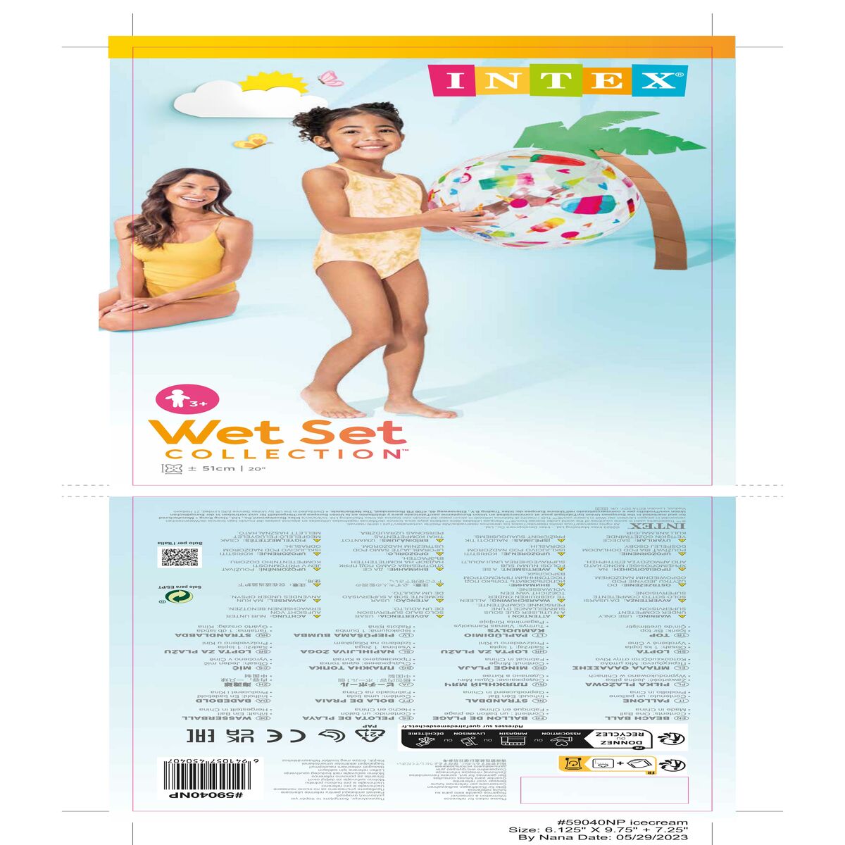 Inflatable Ball Intex 59040NP 51 cm White Multicolour