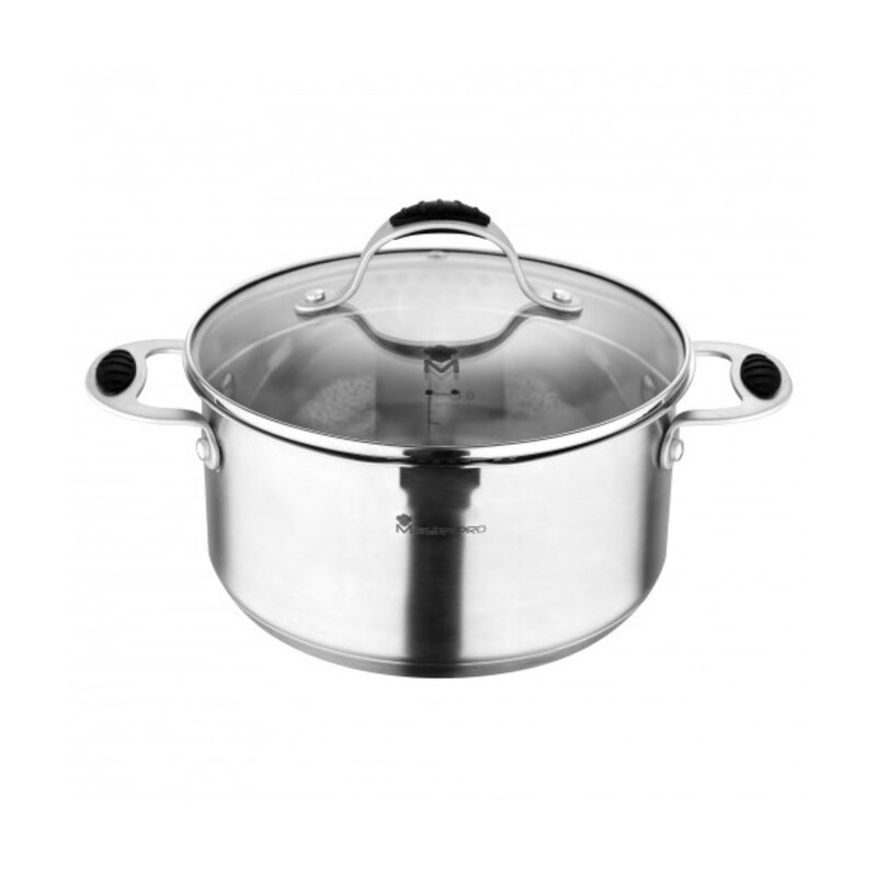 Casserole with glass lid Masterpro 5,2 L Stainless steel Silver (24 cm)