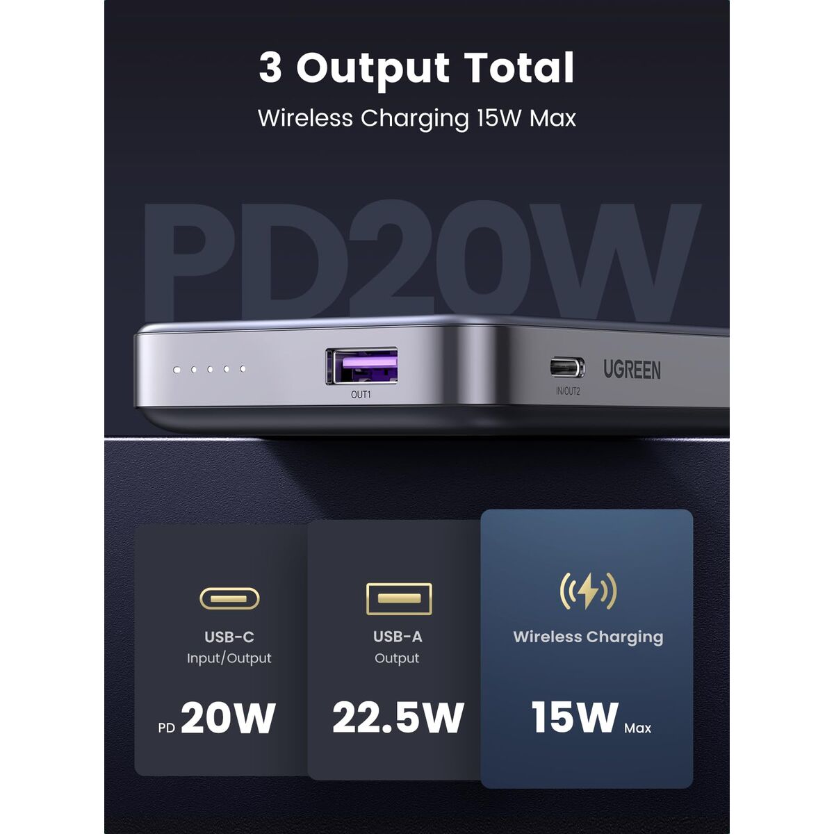 Powerbank Ugreen 15086 Grey 10000 mAh