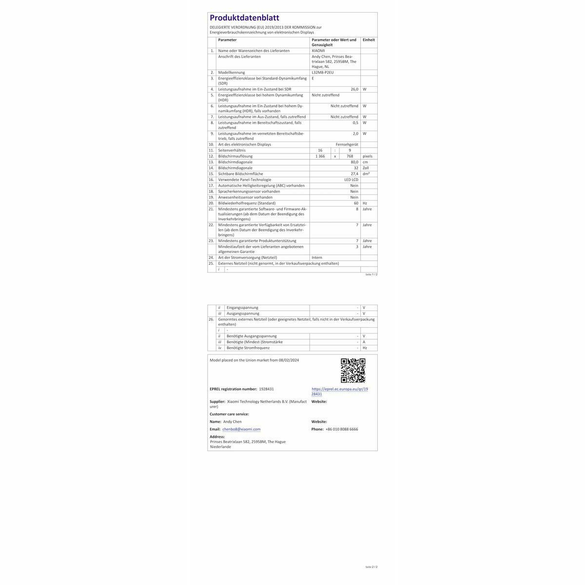 Picture of Smart TV Xiaomi A 32 2025 HD 32" LED HDR