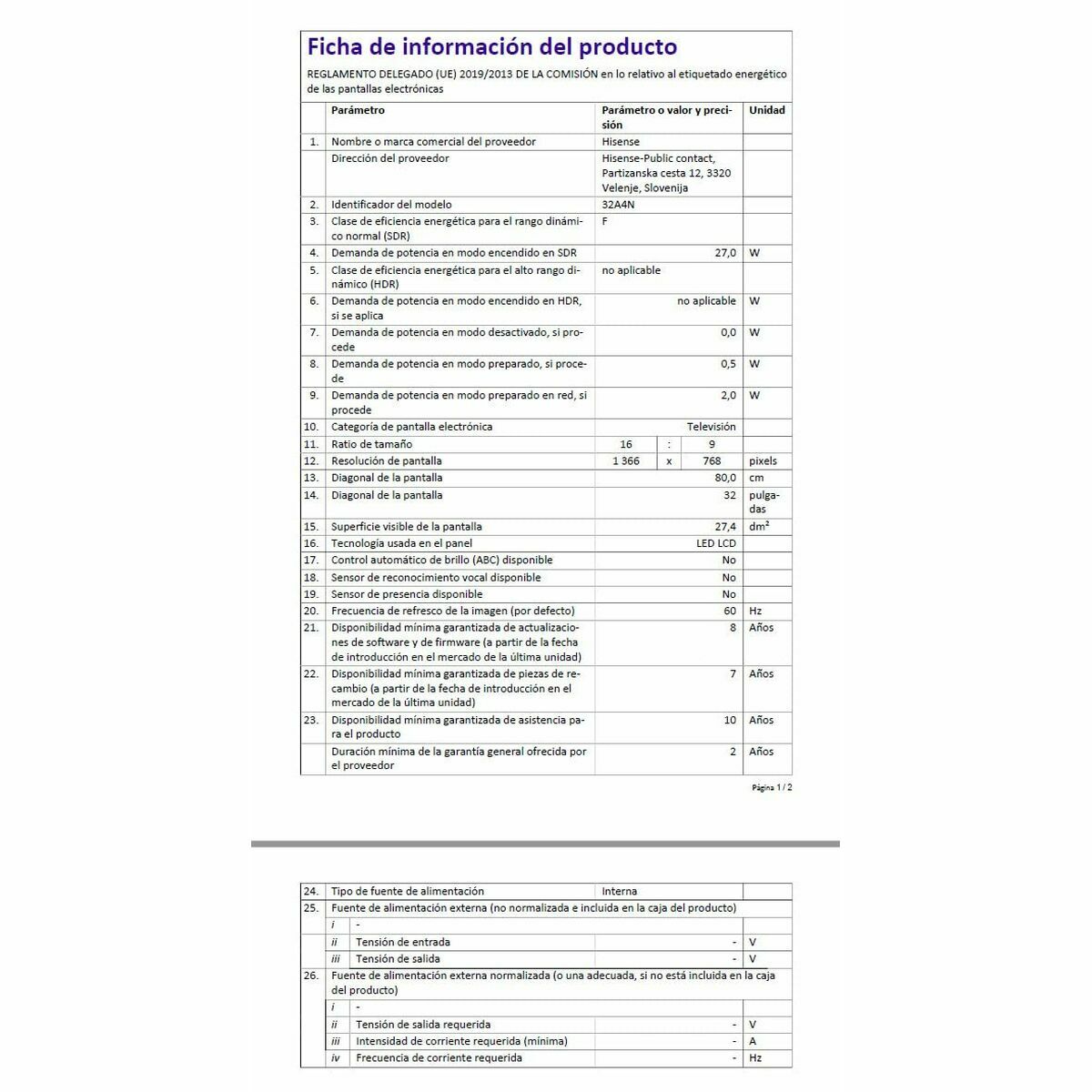Picture of Smart TV Hisense 32" HD LED D-LED