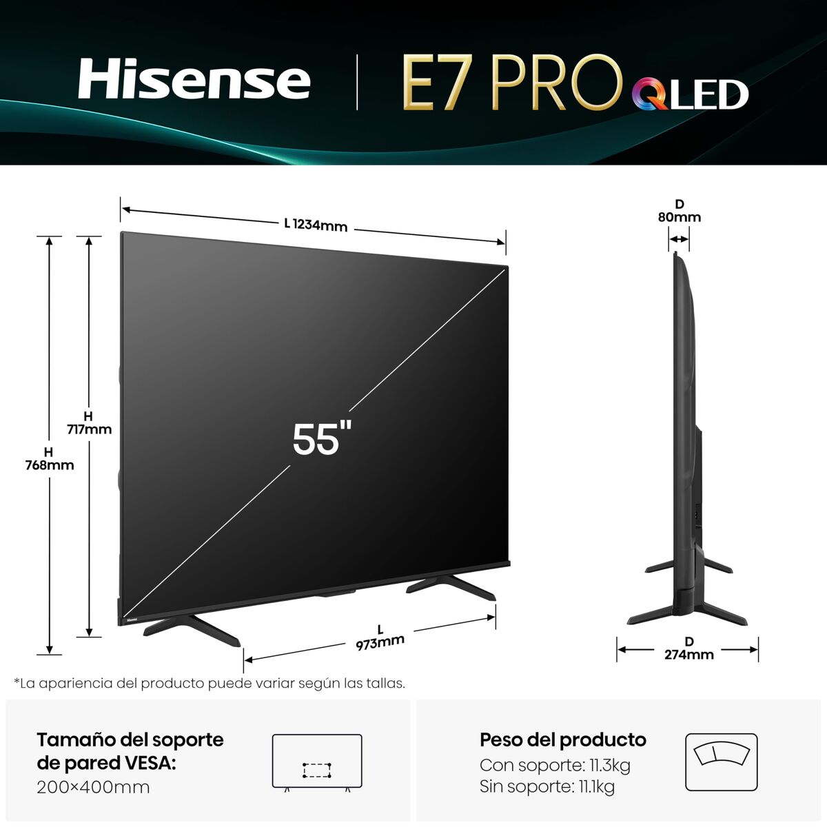 Afbeeldingen van Smart TV Hisense 55E7Q PRO