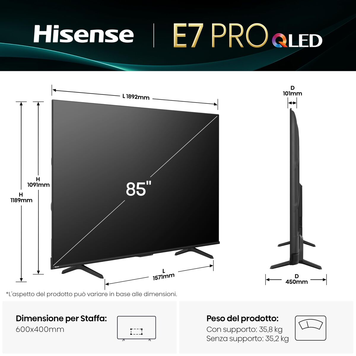 Picture of Smart TV Hisense 85E7Q PRO
