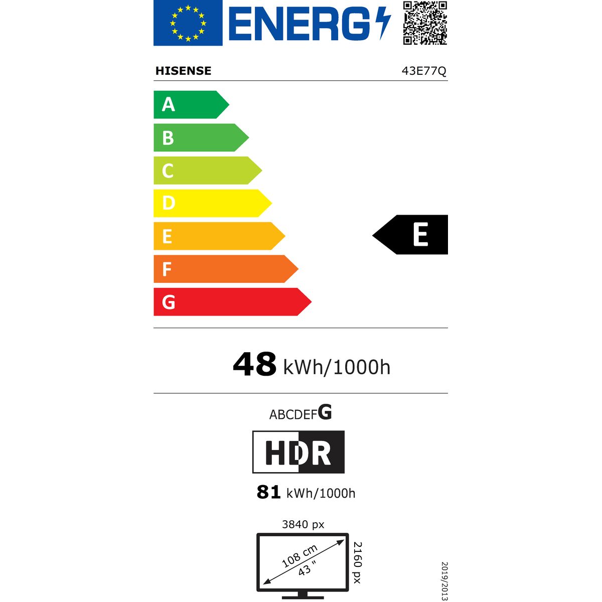 Afbeeldingen van Smart TV Hisense 43E77Q 43 43" 4K Ultra HD HDR QLED