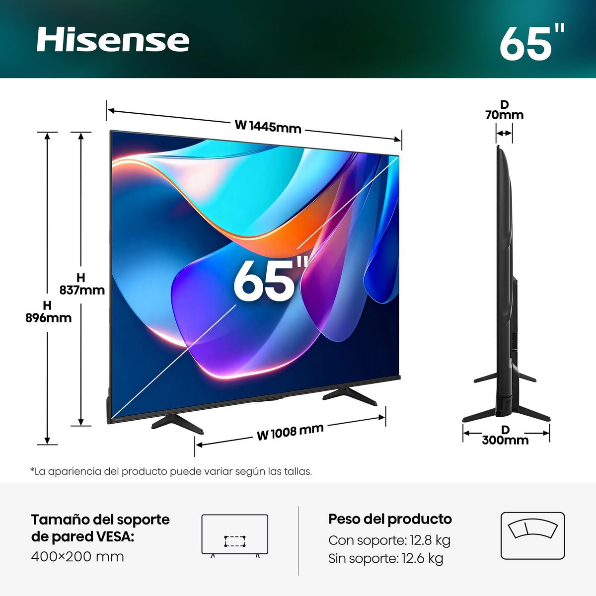 Picture of Smart TV Hisense 65A6S 3840 x 2160 px 65" DTS DVB-T2 DVB-S2