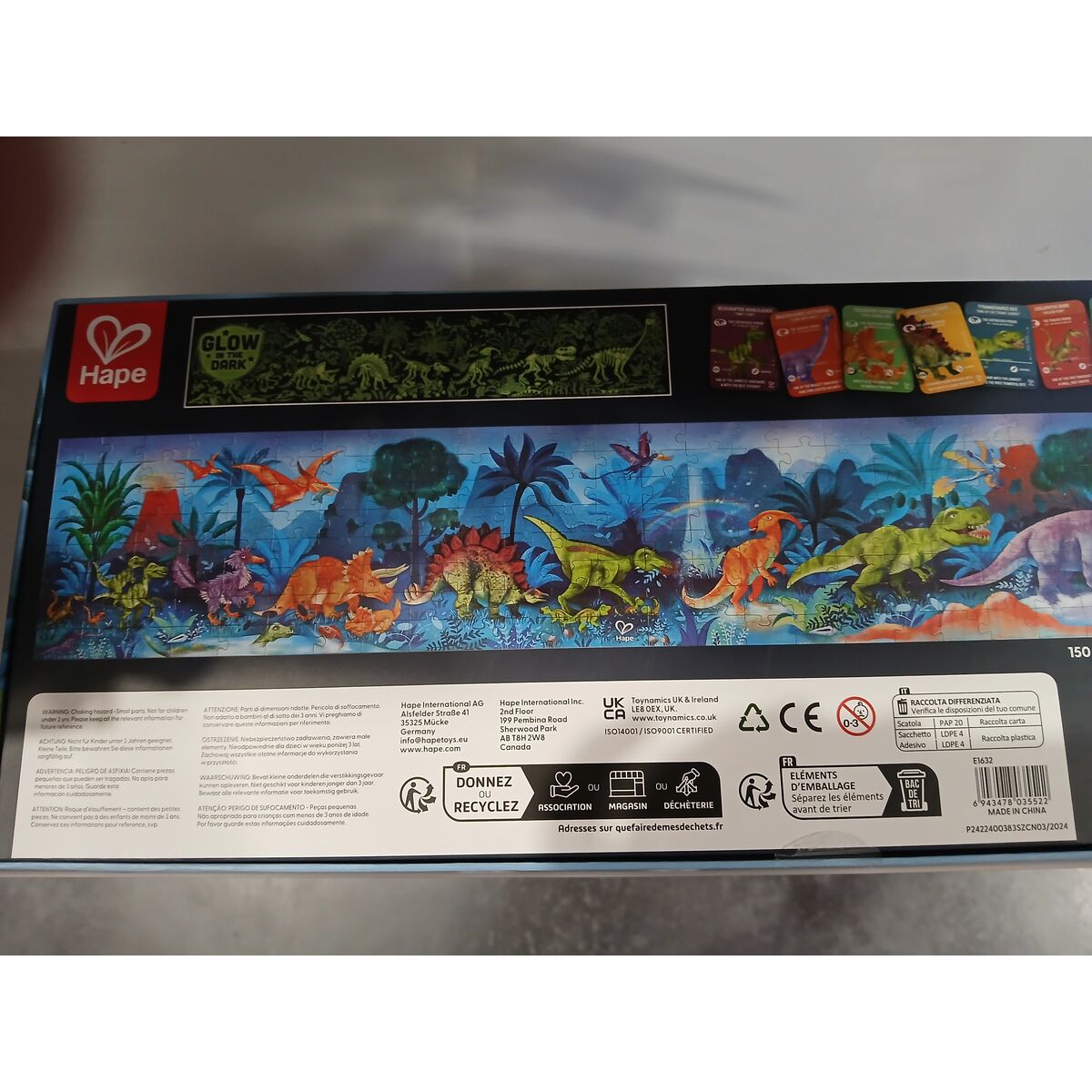 Puzzel Hape 150 x 30 cm 150 x 30 x 0,2 cm Dinosaurus 200 Onderdelen