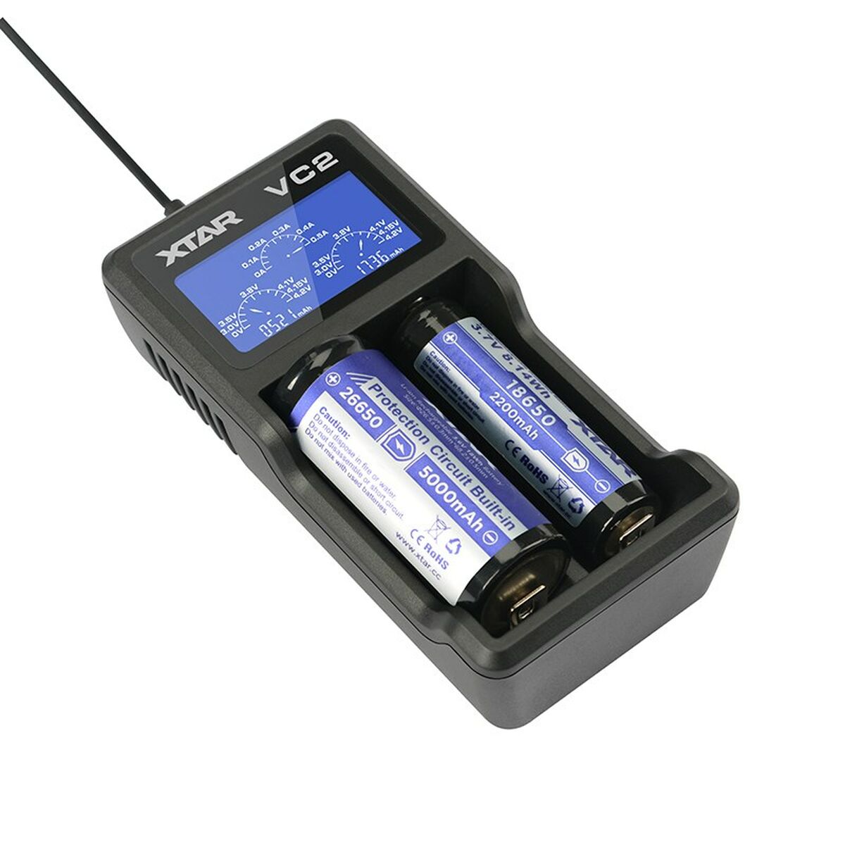Afbeeldingen van Battery charger Xtar VC2 Litio Ion Batteries x 2