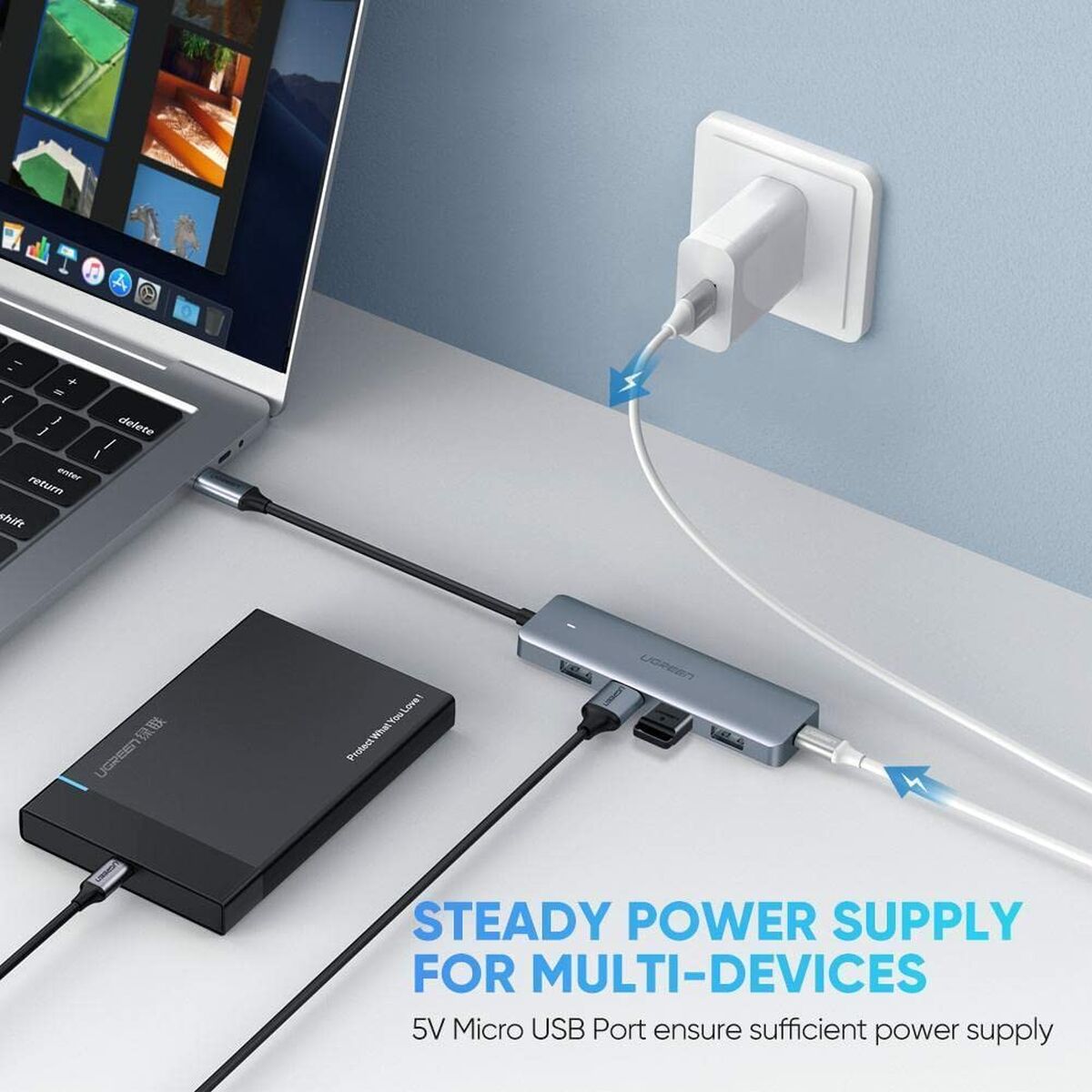 Afbeeldingen van USB Hub Ugreen 64266 Silver