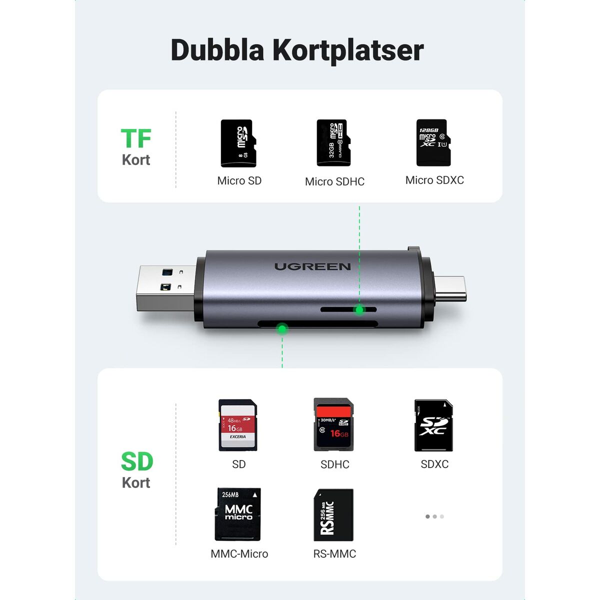 Afbeeldingen van Card Reader Ugreen 50706 Silver