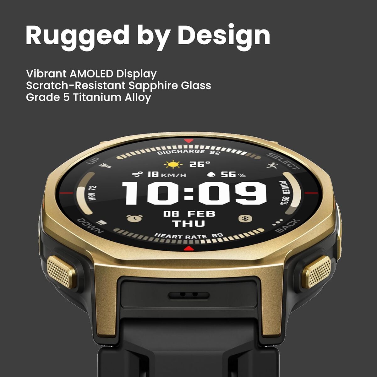 Imagen de Smartwatch Amazfit W2548GL1N Black Golden Ø 44 mm
