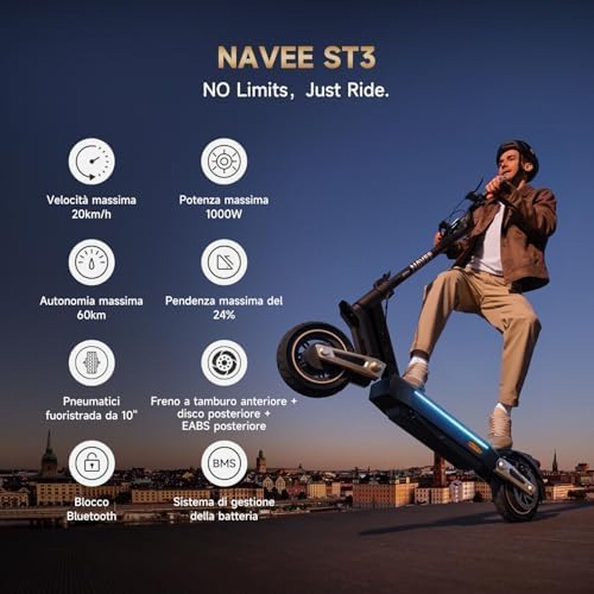Picture of Electric Scooter Navee SNAVST3 Black 25 km/h