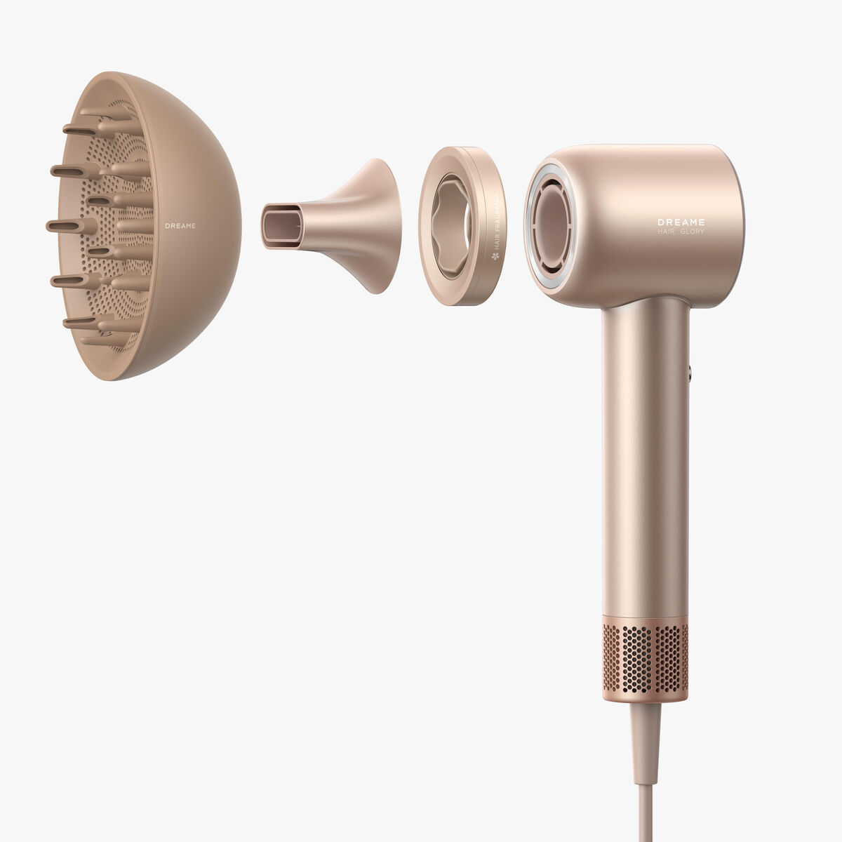 Dreame Föhn Glory Mix 1600W Ionisch, 3 Magnetische Nozzles, Goudkleurig