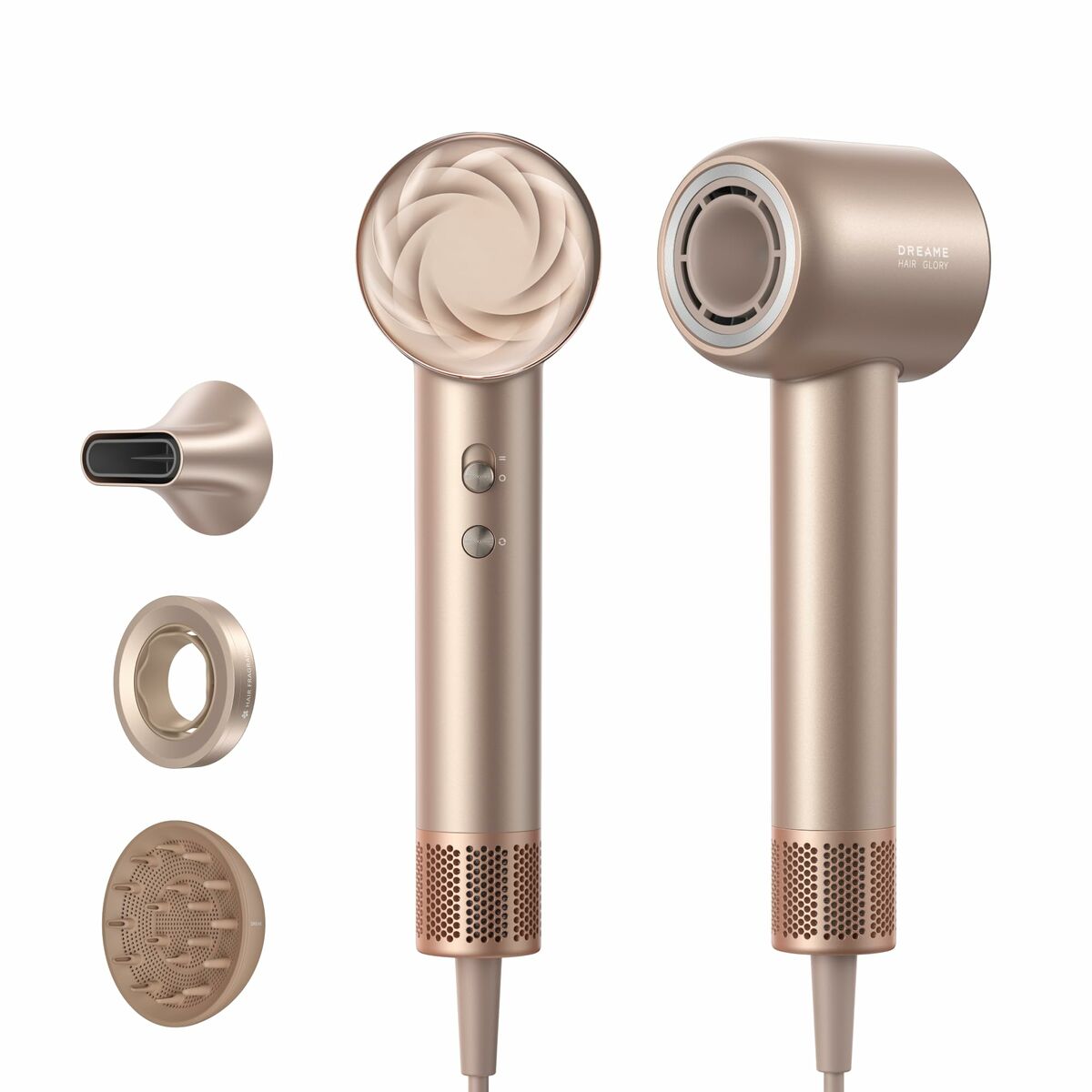 Dreame Föhn Glory Mix 1600W Ionisch, 3 Magnetische Nozzles, Goudkleurig