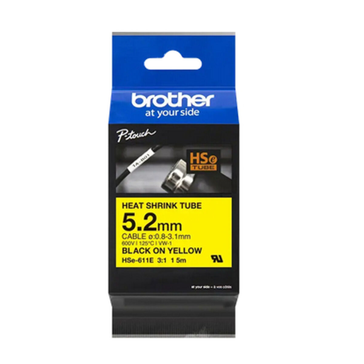 Afbeeldingen van Laminated Tape for Labelling Machines Brother HSE611E Black Multicolour (1 Unit)